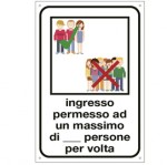 Etichetta per vetrofanie 12x18cm "INGRESSO PERMESSO AD UN MAX. DI N. PERSONE" 90423-2232S