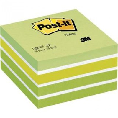 Post-it® Cubi Pastello - 76x76 mm - verde pastello, verde neon, 2 verde ultra, 3 bianco - 2028-G 