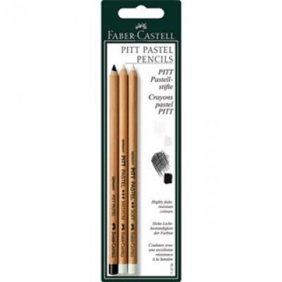 Matite artistiche PITT Faber Castell - bianco medio, grigio freddo e nero - 112795 (conf.3) 