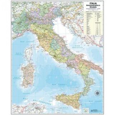  Carta geografica murale Belletti - Italia - 85x67 cm - aste in plastica 